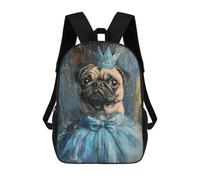 sinyumoney Impression 3D Royal Pug Art Print Sacs À Dos Scolaires Pour Enfants De 17 Pouces, Sacs À Livres Pour Garçons, Grand Sac À Dos De Voyage, Sacs À Dos De Jour