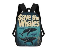 sinyumoney Impression 3D Save The Whales Sacs À Dos Scolaires Pour Enfants, Cartables Pour Garçons, Grand Sac À Dos De Voyage, Sacs À Dos De Jour 17inch