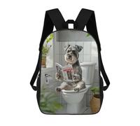 sinyumoney Impression 3D Schnauzer Dog Reading on Toilet Sacs À Dos Scolaires Pour Enfants, Cartables Pour Garçons, Grand Sac À Dos De Voyage, Sacs À Dos De Jour 17inch