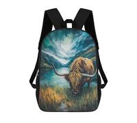 sinyumoney Impression 3D Scottish Highland Cow Painting-2 Sacs À Dos Scolaires Pour Enfants De 17 Pouces, Sacs À Livres Pour Garçons, Grand Sac À Dos De Voyage, Sacs À Dos De Jour
