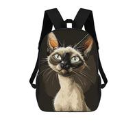 sinyumoney Impression 3D Siamese Cat Caricature Sacs À Dos Scolaires Pour Enfants, Cartables Pour Garçons, Grand Sac À Dos De Voyage, Sacs À Dos De Jour 17inch