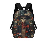 sinyumoney Impression 3D Skeleton Man in Roses Sacs À Dos Scolaires Pour Enfants, Cartables Pour Garçons, Grand Sac À Dos De Voyage, Sacs À Dos De Jour 17inch