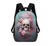 sinyumoney Impression 3D Skull with Pink Flowers Sacs À Dos Scolaires Pour Enfants, Cartables Pour Garçons, Grand Sac À Dos De Voyage, Sacs À Dos De Jour 17inch