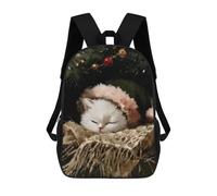 sinyumoney Impression 3D Sleeping Cat in Santa Hat Painting Sacs À Dos Scolaires Pour Enfants De 17 Pouces, Sacs À Livres Pour Garçons, Grand Sac À Dos De Voyage, Sacs À Dos De Jour