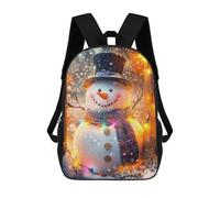 sinyumoney Impression 3D Smiling Snowman with Lights Sacs À Dos Scolaires Pour Enfants, Cartables Pour Garçons, Grand Sac À Dos De Voyage, Sacs À Dos De Jour 17inch