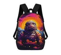 sinyumoney Impression 3D Space Pug Astronaut Art Print Sacs À Dos Scolaires Pour Enfants De 17 Pouces, Sacs À Livres Pour Garçons, Grand Sac À Dos De Voyage, Sacs À Dos De Jour