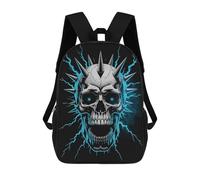sinyumoney Impression 3D Spiked Skull with Lightning Sacs À Dos Scolaires Pour Enfants, Cartables Pour Garçons, Grand Sac À Dos De Voyage, Sacs À Dos De Jour 17inch