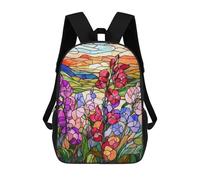 sinyumoney Impression 3D Stained Glass Sunset Flowers Sacs À Dos Scolaires Pour Enfants, Cartables Pour Garçons, Grand Sac À Dos De Voyage, Sacs À Dos De Jour 17inch