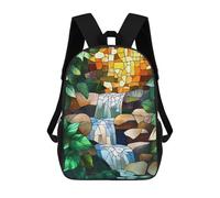 sinyumoney Impression 3D Stained Glass Waterfall Sacs À Dos Scolaires Pour Enfants, Cartables Pour Garçons, Grand Sac À Dos De Voyage, Sacs À Dos De Jour 17inch