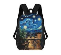 sinyumoney Impression 3D Starry Night Balcony Sacs À Dos Scolaires Pour Enfants, Cartables Pour Garçons, Grand Sac À Dos De Voyage, Sacs À Dos De Jour 17inch
