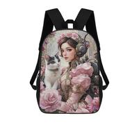 sinyumoney Impression 3D Steampunk Woman with Cat-1 Sacs À Dos Scolaires Pour Enfants De 17 Pouces, Sacs À Livres Pour Garçons, Grand Sac À Dos De Voyage, Sacs À Dos De Jour