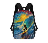 sinyumoney Impression 3D Surfer in Sunset Wave Starry Night Sacs À Dos Scolaires Pour Enfants, Cartables Pour Garçons, Grand Sac À Dos De Voyage, Sacs À Dos De Jour 17inch