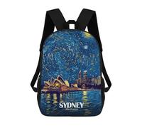 sinyumoney Impression 3D Sydney Opera House Starry Night Sacs À Dos Scolaires Pour Enfants, Cartables Pour Garçons, Grand Sac À Dos De Voyage, Sacs À Dos De Jour 17inch