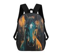 sinyumoney Impression 3D Teal Horse Portrait Sacs À Dos Scolaires Pour Enfants, Cartables Pour Garçons, Grand Sac À Dos De Voyage, Sacs À Dos De Jour 17inch