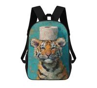 sinyumoney Impression 3D Tiger Cub with Toilet Paper Hat Sacs À Dos Scolaires Pour Enfants De 17 Pouces, Sacs À Livres Pour Garçons, Grand Sac À Dos De Voyage, Sacs À Dos De Jour