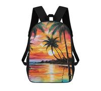 sinyumoney Impression 3D Tropical Beach Sunset Painting Sacs À Dos Scolaires Pour Enfants, Cartables Pour Garçons, Grand Sac À Dos De Voyage, Sacs À Dos De Jour 17inch