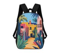 sinyumoney Impression 3D Vibrant Moroccan Street Minimalist Art Sacs À Dos Scolaires Pour Enfants, Cartables Pour Garçons, Grand Sac À Dos De Voyage, Sacs À Dos De Jour 17inch