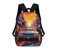 sinyumoney Impression 3D Vintage Car in Urban Landscape Sacs À Dos Scolaires Pour Enfants, Cartables Pour Garçons, Grand Sac À Dos De Voyage, Sacs À Dos De Jour 17inch