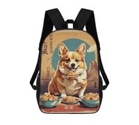 sinyumoney Impression 3D Vintage Japanese Corgi Sacs À Dos Scolaires Pour Enfants De 17 Pouces, Sacs À Livres Pour Garçons, Grand Sac À Dos De Voyage, Sacs À Dos De Jour
