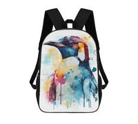 sinyumoney Impression 3D Watercolor Penguin Art Sacs À Dos Scolaires Pour Enfants De 17 Pouces, Sacs À Livres Pour Garçons, Grand Sac À Dos De Voyage, Sacs À Dos De Jour