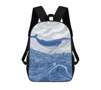 sinyumoney Impression 3D Whale Ocean Waves Art Print-4 Sacs À Dos Scolaires Pour Enfants De 17 Pouces, Sacs À Livres Pour Garçons, Grand Sac À Dos De Voyage, Sacs À Dos De Jour