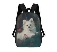sinyumoney Impression 3D White Dog in Flowers Sacs À Dos Scolaires Pour Enfants, Cartables Pour Garçons, Grand Sac À Dos De Voyage, Sacs À Dos De Jour 17inch