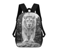 sinyumoney Impression 3D White Lion Portrait Sacs À Dos Scolaires Pour Enfants, Cartables Pour Garçons, Grand Sac À Dos De Voyage, Sacs À Dos De Jour 17inch