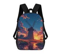 sinyumoney Impression 3D Windmill Sunset Serenity Sacs À Dos Scolaires Pour Enfants De 17 Pouces, Sacs À Livres Pour Garçons, Grand Sac À Dos De Voyage, Sacs À Dos De Jour