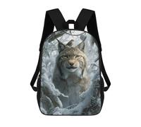 sinyumoney Impression 3D Winter Lynx with Birds-2 Sacs À Dos Scolaires Pour Enfants De 17 Pouces, Sacs À Livres Pour Garçons, Grand Sac À Dos De Voyage, Sacs À Dos De Jour