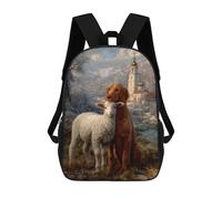 sinyumoney Impression 3D Winter Scene with Lamb And Dog Sacs À Dos Scolaires Pour Enfants De 17 Pouces, Sacs À Livres Pour Garçons, Grand Sac À Dos De Voyage, Sacs À Dos De Jour