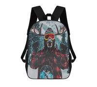sinyumoney Impression 3D Winter Wonderland Moose Snowboarder Sacs À Dos Scolaires Pour Enfants De 17 Pouces, Sacs À Livres Pour Garçons, Grand Sac À Dos De Voyage, Sacs À Dos De Jour