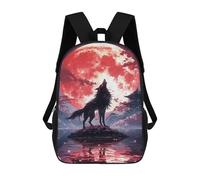 sinyumoney Impression 3D Wolf Howling at Full Moon Sacs À Dos Scolaires Pour Enfants De 17 Pouces, Sacs À Livres Pour Garçons, Grand Sac À Dos De Voyage, Sacs À Dos De Jour