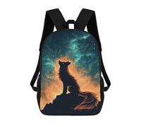 sinyumoney Impression 3D Wolf Howling Under Cosmic Fire Sky Sacs À Dos Scolaires Pour Enfants, Cartables Pour Garçons, Grand Sac À Dos De Voyage, Sacs À Dos De Jour 17inch