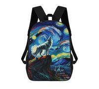 sinyumoney Impression 3D Wolf Howling Under Starry Night Sky Sacs À Dos Scolaires Pour Enfants De 17 Pouces, Sacs À Livres Pour Garçons, Grand Sac À Dos De Voyage, Sacs À Dos De Jour