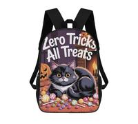 sinyumoney Impression 3D Zero Tricks, All Treats Halloween Cat Sacs À Dos Scolaires Pour Enfants, Cartables Pour Garçons, Grand Sac À Dos De Voyage, Sacs À Dos De Jour 17inch
