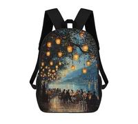 sinyumoney Impressionist Inspired Lakeside Lantern Evening Sac À Dos Scolaire Pour Enfants Imprimé En 3D, Idéal Pour Les Voyages Et Les Livres 17inch