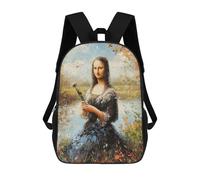 sinyumoney Impressionist Inspired Mona Lisa Sac À Dos Enfant Fille 3D, Sac D'école, Sac À Dos Pour Tout-petits, Sac À Dos Décontracté, Sac À Livres Tendance 17inch