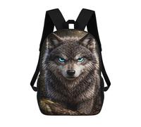 sinyumoney Intense Wolf Portrait with Glowing Eyes Sacs À Dos Tendance Imprimés En 3D 17inch Sac D'école Décontracté Pour Enfants, Garçons, Élèves Du Primaire Et Du Collège