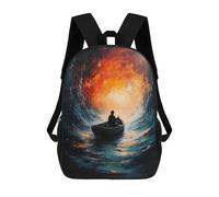 sinyumoney Into The Abyss Surreal Lone Boatman Sac À Dos Scolaire Imprimé En 3D, Sac À Dos Décontracté Pour Enfants, Sac D'école Imprimé En 3D Pour Garçons, Primaire Et Collège 17inch