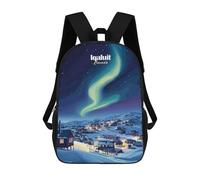 sinyumoney Iqaluit Aurora Borealis Sac À Dos Avec Poche, Sacs À Dos Imprimés En 3D, Sacs De Voyage, Sacs À Livres, Sacs D'école Pour Enfants 17inch