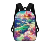 sinyumoney Island in The Sky -4 Sac À Dos Scolaire Pour Enfants, Sac À Dos De Voyage Décontracté, Grand Sac À Dos Pour Garçons Et Filles 17inch