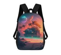 sinyumoney Island Paradise Sunset -2 Sac À Dos Scolaire Imprimé En 3D, Sac À Dos Décontracté Pour Enfants, Sac D'école Imprimé En 3D Pour Garçons, Primaire Et Collège 17inch
