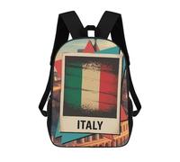 sinyumoney Italy Flag Retro Travel Sac À Dos, Cartable Imprimé En 3D, Sac À Goûter, Sac À Dos De Voyage, Sac À Dos Entre Amis, Sac À Dos Scolaire Pour Filles Et Garçons 17inch
