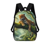 sinyumoney Jaguar in Jungle Sac À Dos Scolaire Imprimé En 3D, Sac À Dos Décontracté Pour Enfants, Sac D'école Imprimé En 3D Pour Garçons, Primaire Et Collège 17inch