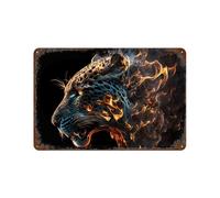 sinyumoney Jaguar Made by Fire Décoration Murale Imperméable En Fer Pour Bar, Café, Salle De Jeux, Garage Familial, Poster Mural7.9"x11.8"