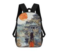 sinyumoney Japan Castle Art Sac À Dos Scolaire Pour Enfants Imprimé En 3D, Idéal Pour Les Voyages Et Les Livres 17inch