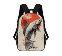 sinyumoney Japan Koi Fish Poster Sacs À Dos Scolaires Pour Enfants, Sac D'école Imprimé En 3D Pour Garçons, Élèves Du Primaire Et Du Collège 17inch