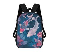 sinyumoney Japan Koi Painting Sac À Dos Scolaire Enfant Tendance Et Décontracté, Sac À Dos Imprimé En 3D Pour Garçon, Grand Sac À Dos 17inch