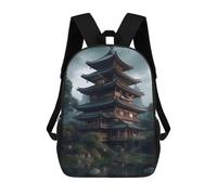 sinyumoney Japanese Architecture 2 Sac À Dos Scolaire Enfant Tendance Et Décontracté, Sac À Dos Imprimé En 3D Pour Garçon, Grand Sac À Dos 17inch