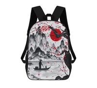 sinyumoney Japanese Bay Ink Wash Sac À Dos Enfant, Cartable Pour Garçons Et Adolescents, Sac À Dos De Voyage, Sac À Dos Scolaire, Sac À Livres 17inch